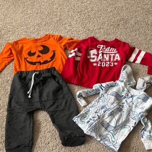 Carter's Halloween Pumpkin Shirt and Gray Pants Set